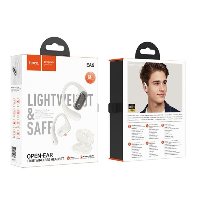 Hoco EA6 Headset Wireless Open-Ear Connectivity/Music Bluetooth White Hoco EA6 Headset Wireless Open-Ear Connectivity/Music Bluetooth White