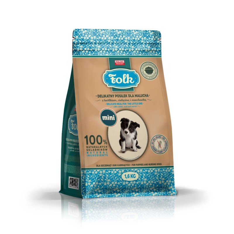 FOLK Junior Small breeds Gentle meal for puppy with rabbit, veal and carrot - dry dog food - 1,6kg FOLK Junior Small breeds Gentle meal for puppy with rabbit, veal and carrot - dry dog food - 1,6kg