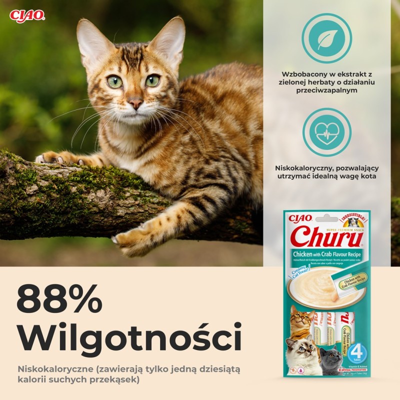 INABA Churu Chicken with Crab Recipe - cat treats - 4x14 g INABA Churu Chicken with Crab Recipe - cat treats - 4x14 g