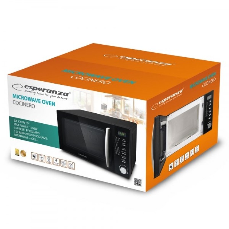 Esperanza COCINERO Countertop Combination microwave 20 L 1200 W Black Esperanza COCINERO Countertop Combination microwave 20 L 1200 W Black