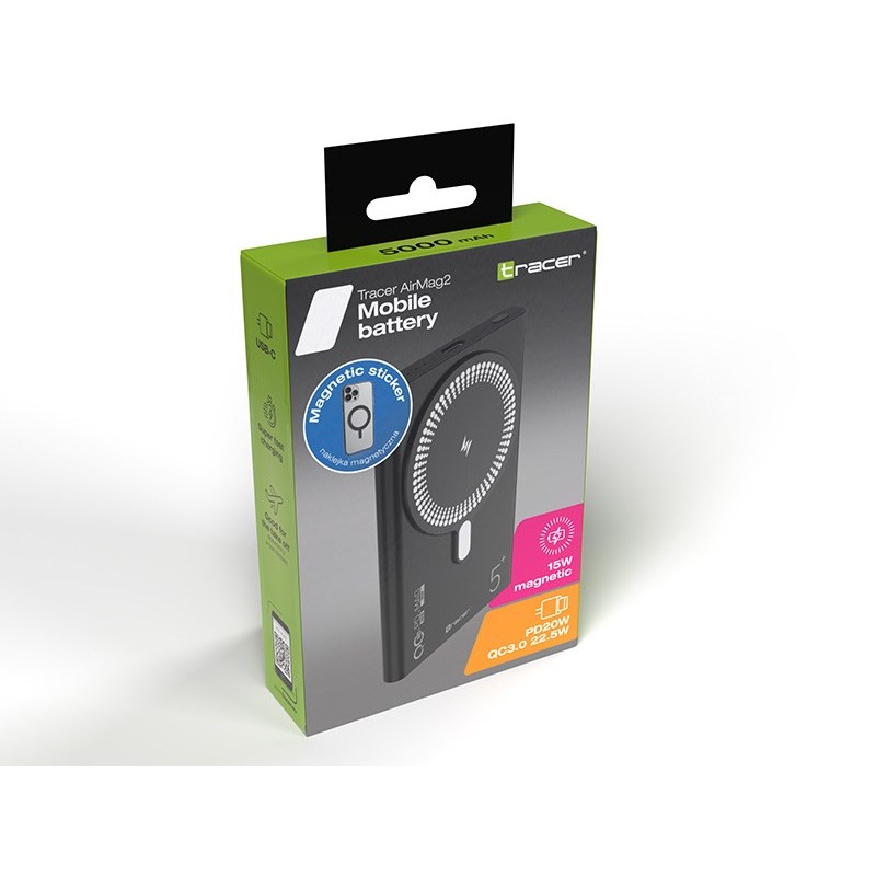Tracer AirMag2 5000mAh PD20W+15W Mag, Black