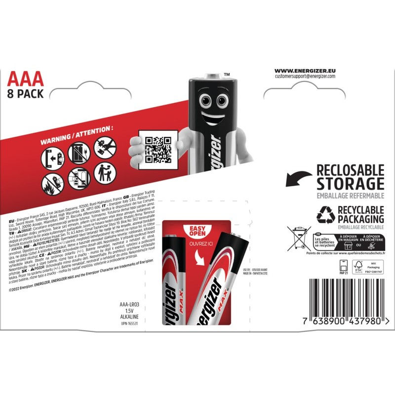 ENERGIZER BATTERIES MAX AAA LR03 /8 ECO ENERGIZER BATTERIES MAX AAA LR03 /8 ECO