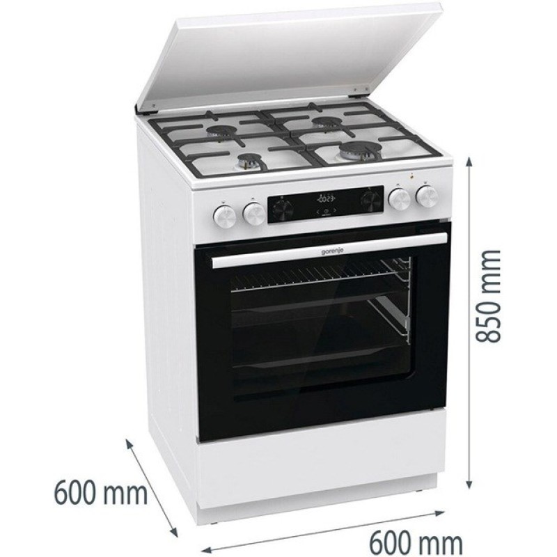 Gorenje GKS6C71WF Freestanding cooker with oven White