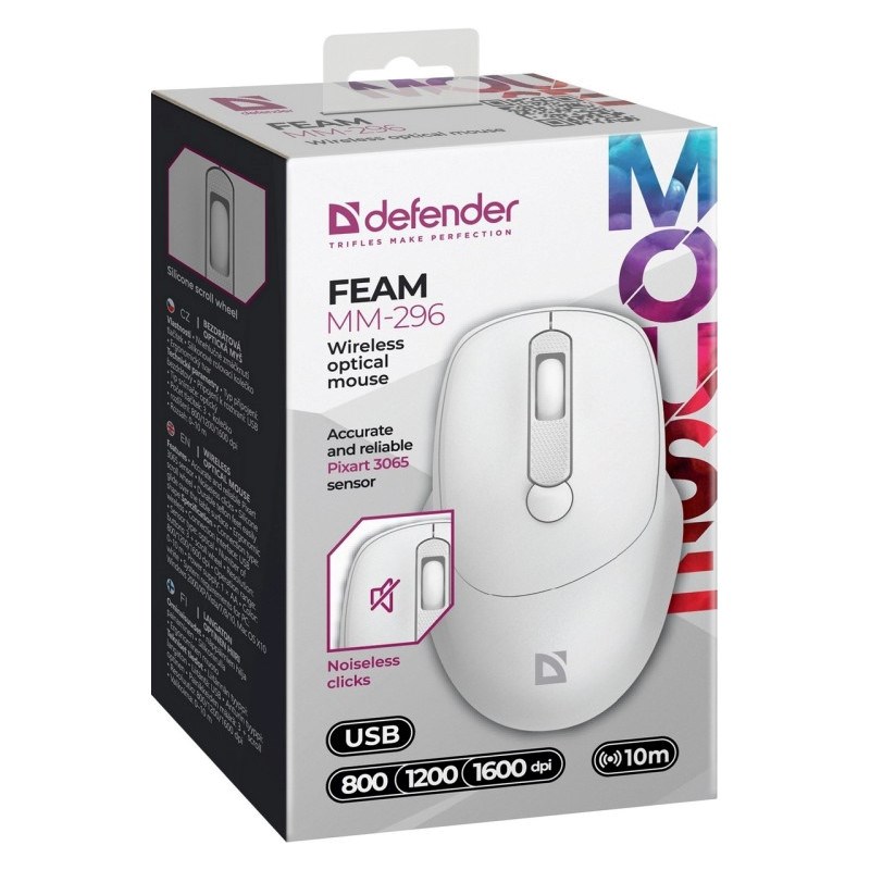 MOUSE DEFENDER FEAM MM-296 RF SILENT WHITE MOUSE DEFENDER FEAM MM-296 RF SILENT WHITE