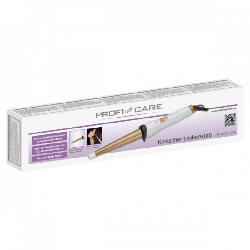 ProfiCare Conical curling iron PC-HC 3049 white/gold ProfiCare Conical curling iron PC-HC 3049 white/gold
