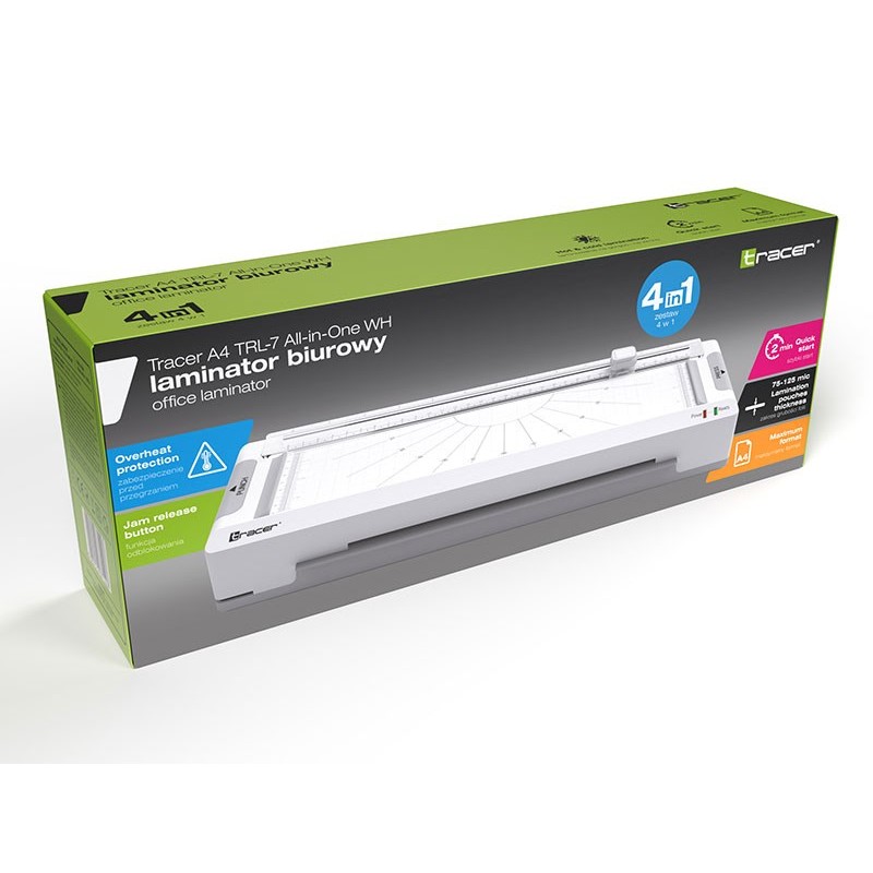 Tracer A4 TRL-7 Laminator All-in-One cold/hot, White Tracer A4 TRL-7 Laminator All-in-One cold/hot, White