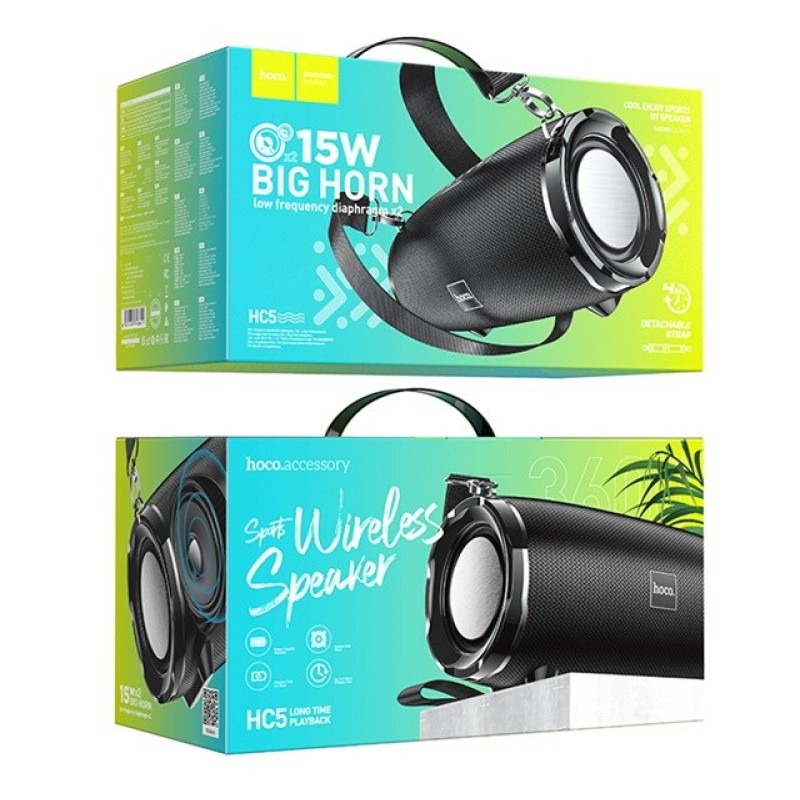 HOCO HC5 Cool Enjoy Portable speaker Blutooth/ FM/ TF card/ USB memory stick/ AUX 2 x 15 W Black HOCO HC5 Cool Enjoy Portable speaker Blutooth/ FM/ TF card/ USB memory stick/ AUX 2 x 15 W Black