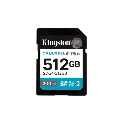 Kingston Technology Canvas Go! Plus 512GB SDXC Canvas Go Plus Gen4 200MB/s C10 UHS-I U3 V30 Kingston Technology Canvas Go! Plus 512GB SDXC Canvas Go Plus Gen4 200MB/s C10 UHS-I U3 V30
