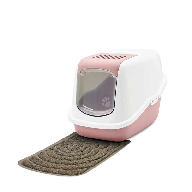 SAVIC Nestor White-Pink - Covered Cat Litter Box - 56x39x38.5 cm - 1 pc SAVIC Nestor White-Pink - Covered Cat Litter Box - 56x39x38.5 cm - 1 pc