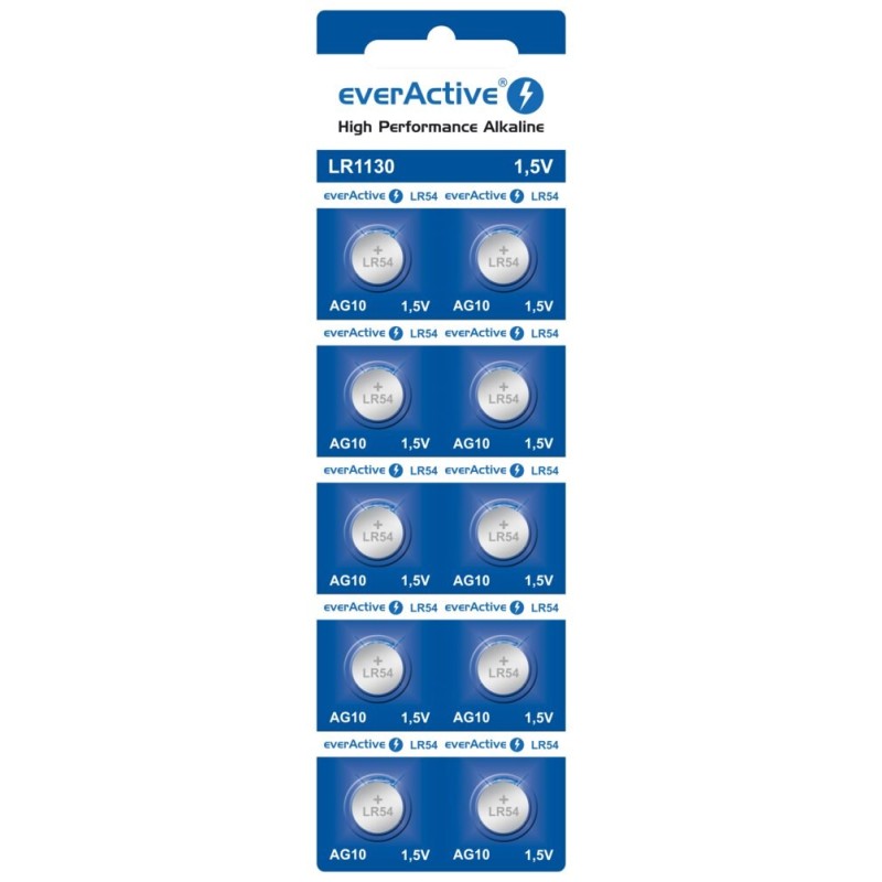 Mini alkaline batteries everActive G10 LR1130 LR54 10 pcs Mini alkaline batteries everActive G10 LR1130 LR54 10 pcs