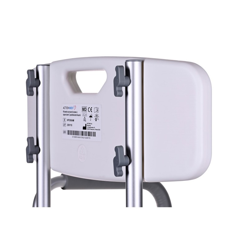 Shower chair with backrest and armrests