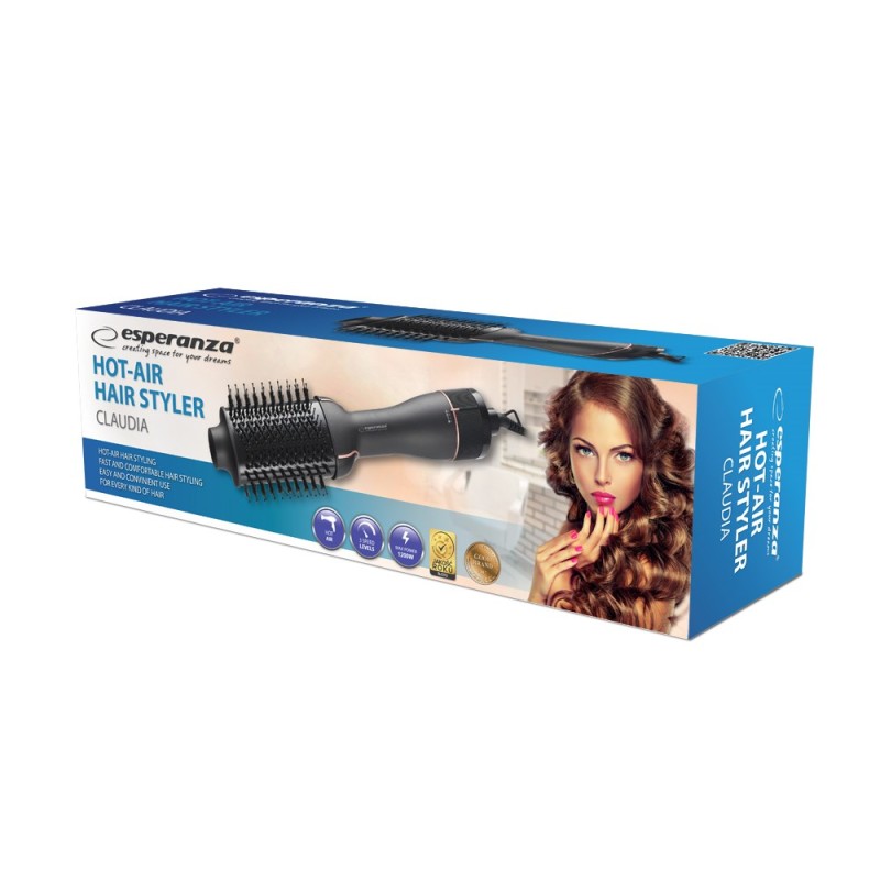 Esperanza EBL015 hair styling tool Hot air brush Black 1200W Esperanza EBL015 hair styling tool Hot air brush Black 1200W