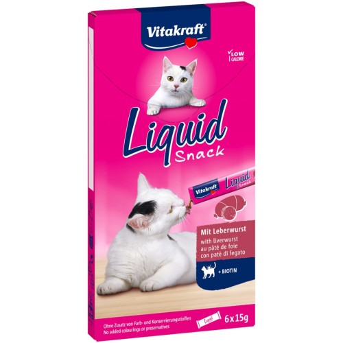 VITAKRAFT Liquid Snack Liver with biotin - a treat for cats - 6x15g VITAKRAFT Liquid Snack Liver with biotin - a treat for cats - 6x15g