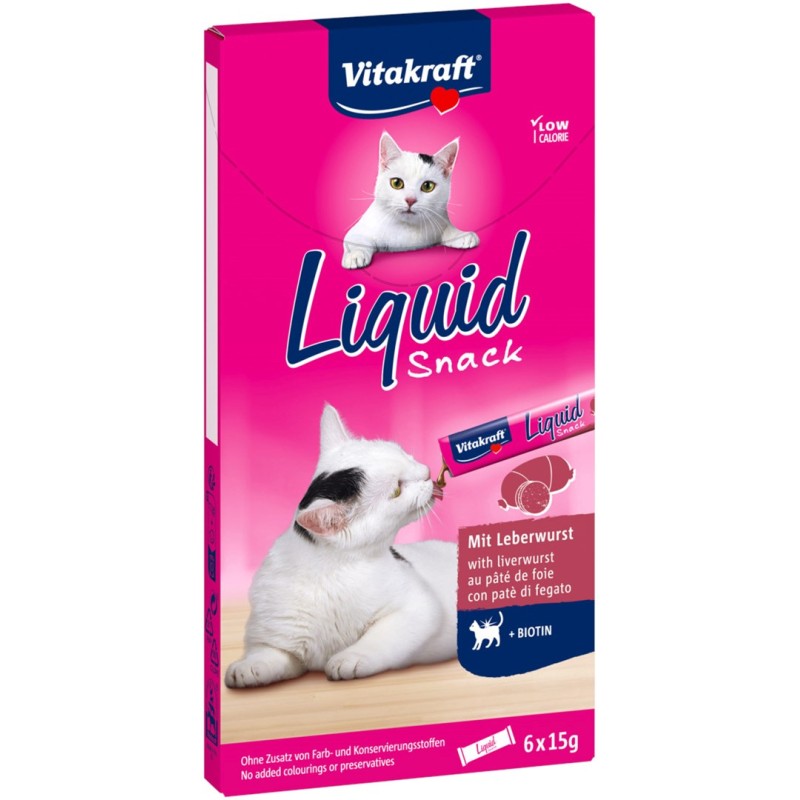 VITAKRAFT Liquid Snack Liver with biotin - a treat for cats - 6x15g VITAKRAFT Liquid Snack Liver with biotin - a treat for cats - 6x15g