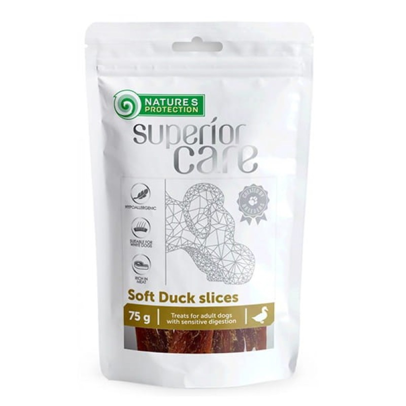 NATURE'S PROTECTION Superior Care White Dogs Delicate Duck Strips - dog treat - 75 g