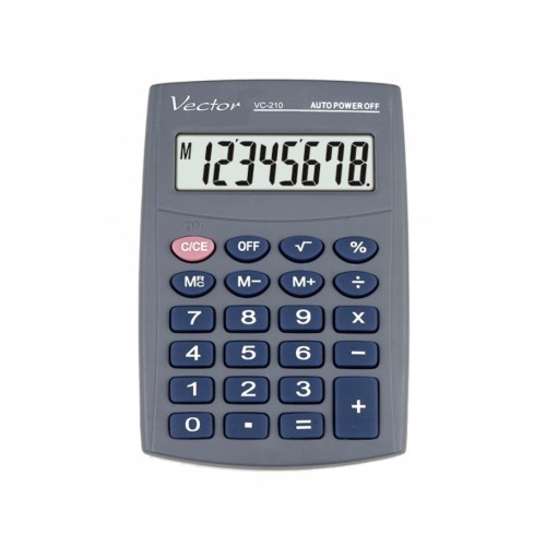 Vector KAV VC-210III pocket calculator, 8 digits, 64x98.5 mm, grey