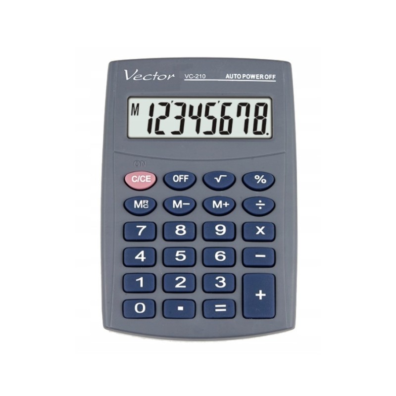 Vector KAV VC-210III pocket calculator, 8 digits, 64x98.5 mm, grey Vector KAV VC-210III pocket calculator, 8 digits, 64x98.5 mm, grey