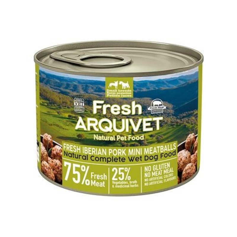 ARQUIVET Fresh Iberian Pork Mini Meatballs - wet dog food - 200g