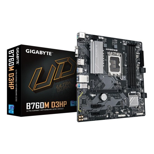 GIGABYTE B760M D3HP Motherboard - Intel Core 14th Gen CPUs, 4+1+1 Phases VRM, up to 5600MHz DDR5, 2xPCIe 4.0 M.2, GbE LAN, USB 3.2 Gen 1 GIGABYTE B760M D3HP Motherboard - Intel Core 14th Gen CPUs, 4+1+1 Phases VRM, up to 5600MHz DDR5, 2xPCIe 4.0 M.2, GbE LAN, USB 3.2 Gen 1