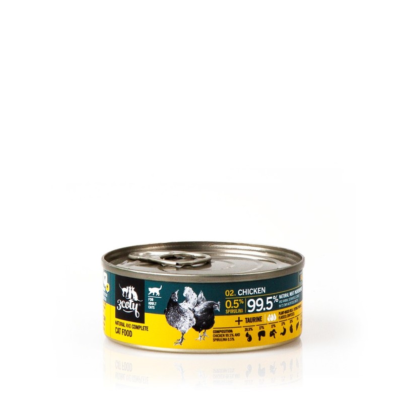 3COTY Chicken with spirulina - wet cat food - 80g 3COTY Chicken with spirulina - wet cat food - 80g