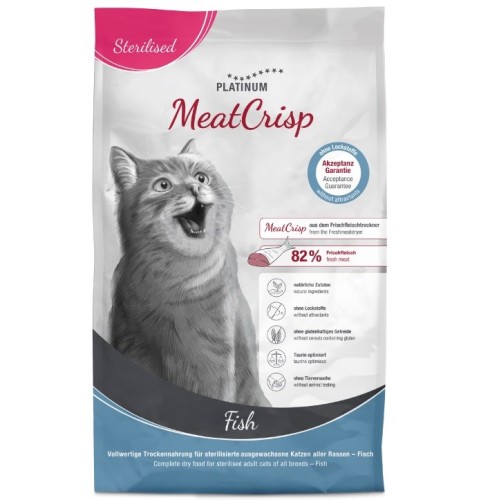 PLATINUM MeatCrisp Sterilised Fish - dry cat food - 3kg