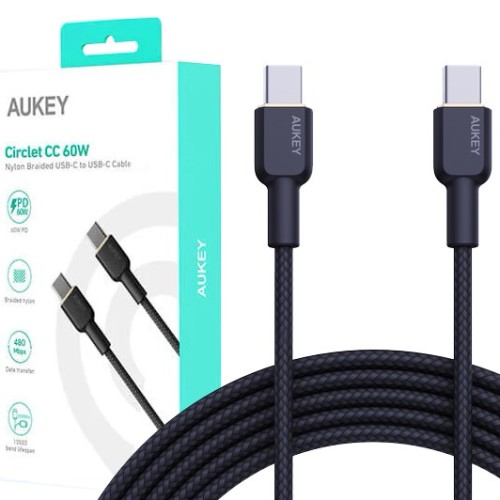 AUKEY CB-NCC2 USB-C Type-C Power Delivery PD 60W 3A 1.8m Nylon Black AUKEY CB-NCC2 USB-C Type-C Power Delivery PD 60W 3A 1.8m Nylon Black