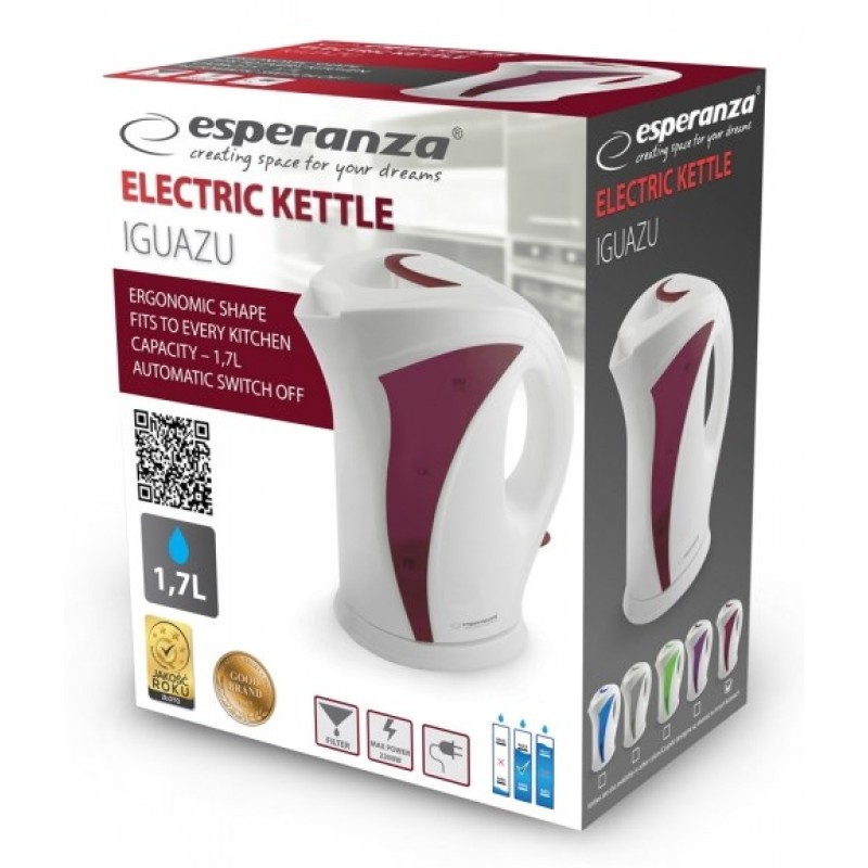 Esperanza EKK018R Electric kettle 1.7 L, White / Red Esperanza EKK018R Electric kettle 1.7 L, White / Red