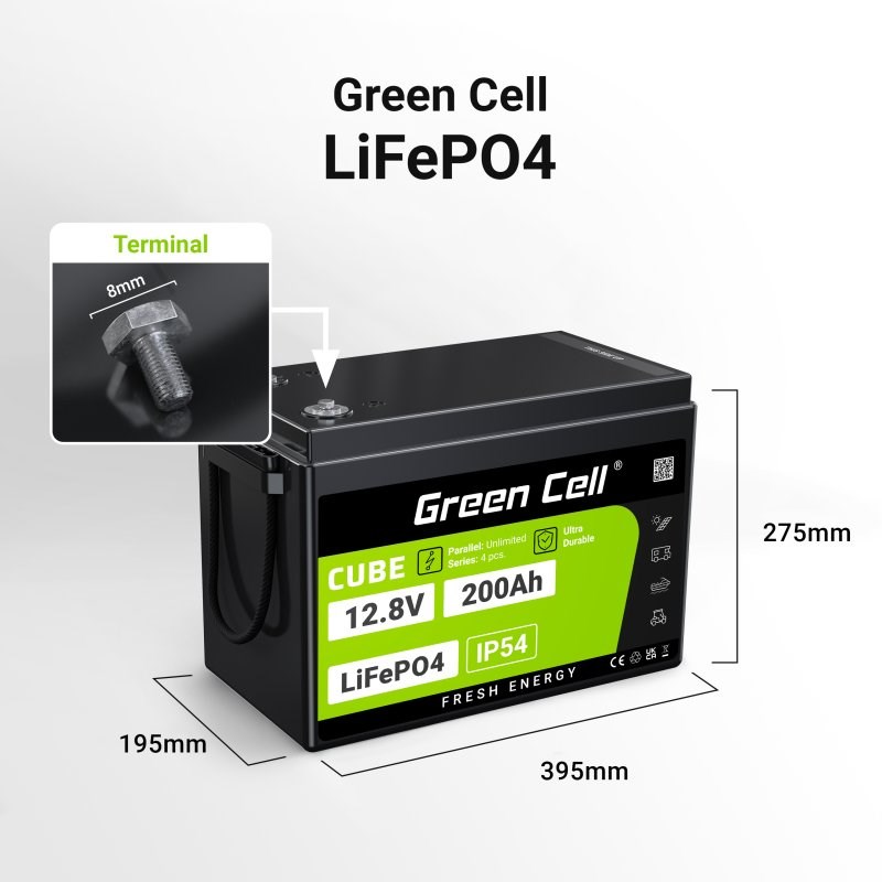Green Cell LFPGC12V200AH UPS battery Lithium Iron Phosphate (LiFePO4) 12.8 V 200 Ah