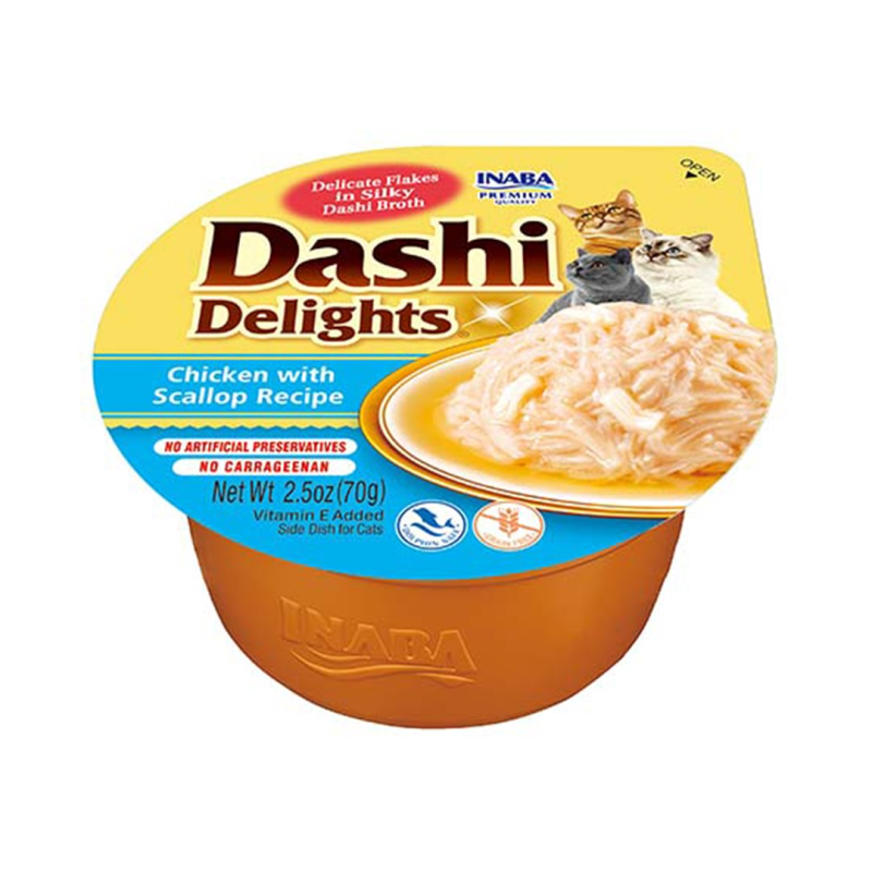 INABA Dashi Delights Chicken with scallop in broth - cat treats - 70g INABA Dashi Delights Chicken with scallop in broth - cat treats - 70g