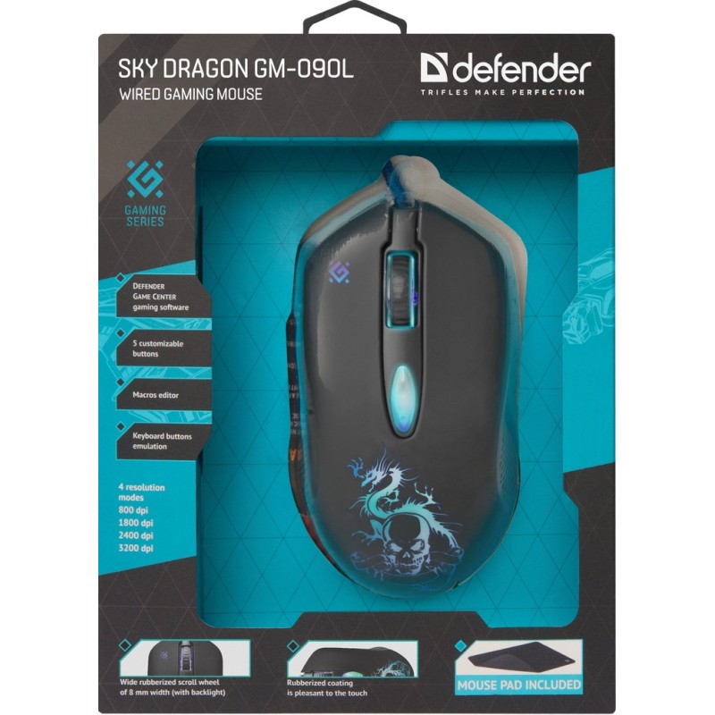 Defender GM-090L mouse Right-hand USB Type-A Optical 3200 DPI Defender GM-090L mouse Right-hand USB Type-A Optical 3200 DPI