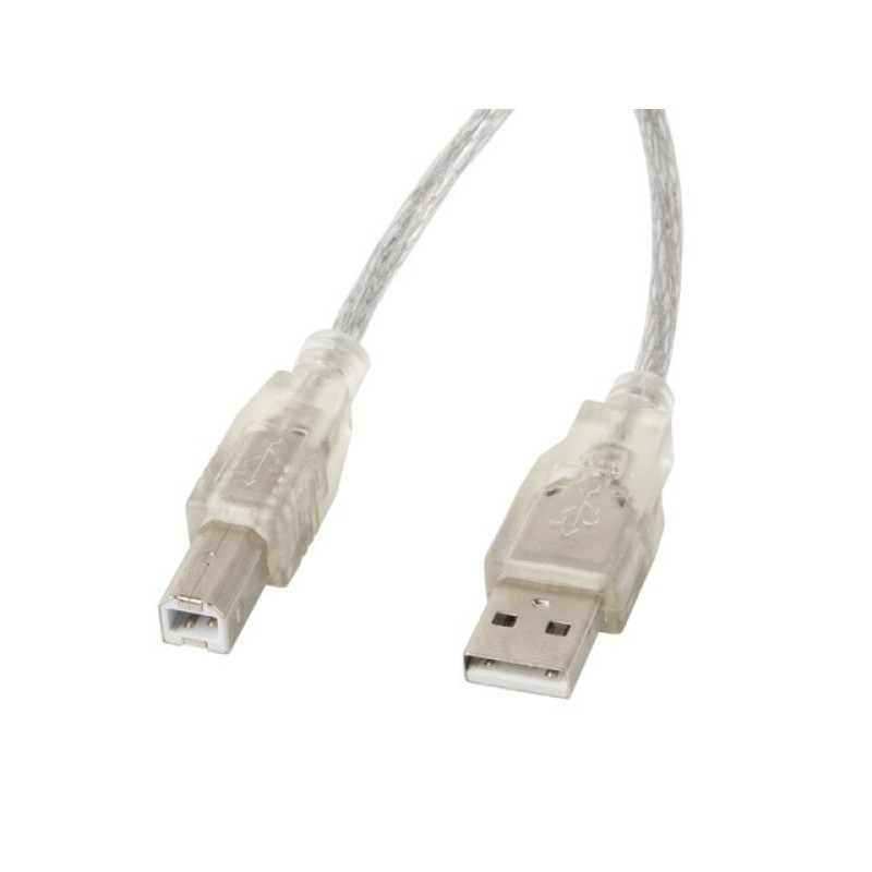 Lanberg CA-USBA-12CC-0030-TR USB cable USB 2.0 3 m USB B Transparent