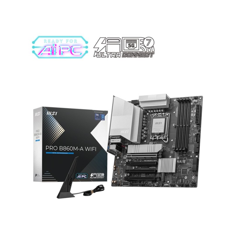 MSI PRO B860M-A WIFI motherboard Intel B860 LGA 1851 (Socket V1) micro ATX MSI PRO B860M-A WIFI motherboard Intel B860 LGA 1851 (Socket V1) micro ATX