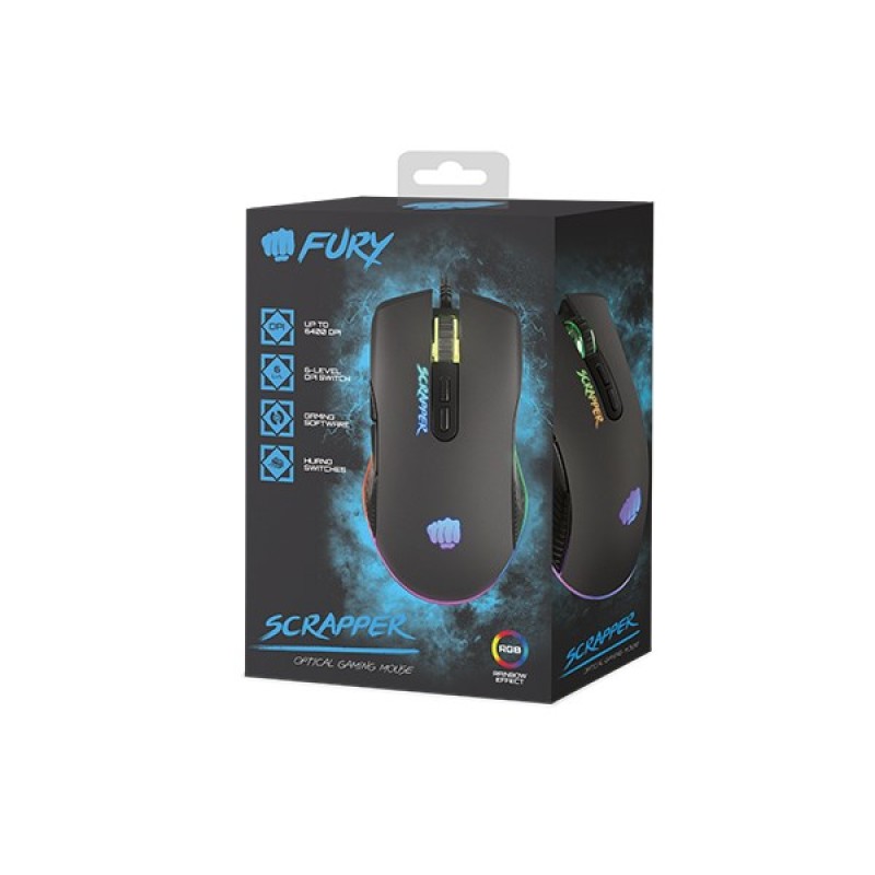 FURY Scrapper mouse Gaming Ambidextrous USB Type-A Optical 6400 DPI FURY Scrapper mouse Gaming Ambidextrous USB Type-A Optical 6400 DPI