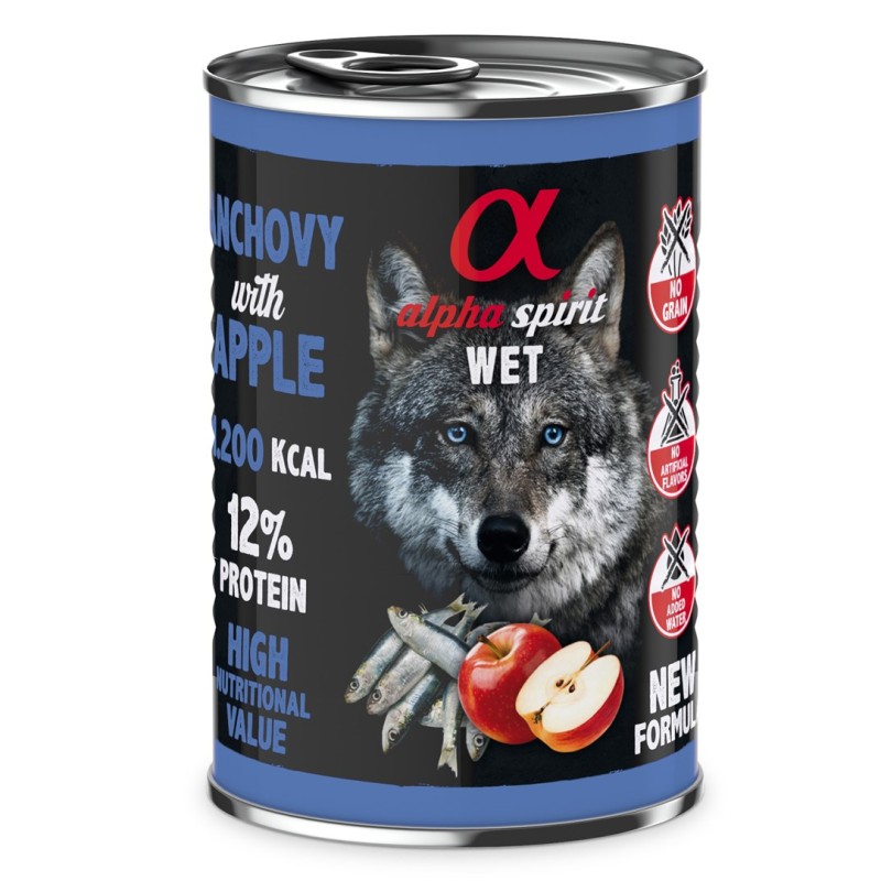 ALPHA SPIRIT WET Anchovies with apple - wet dog food - 400g ALPHA SPIRIT WET Anchovies with apple - wet dog food - 400g
