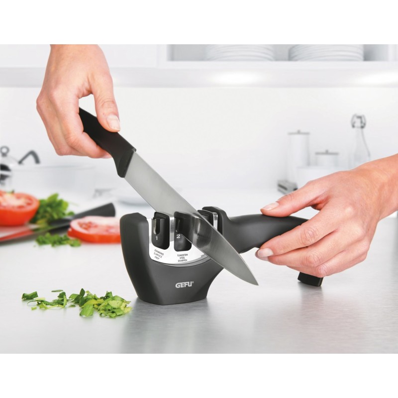 GEFU COLT Pull through knife sharpener Black, Stainless steel GEFU COLT Pull through knife sharpener Black, Stainless steel