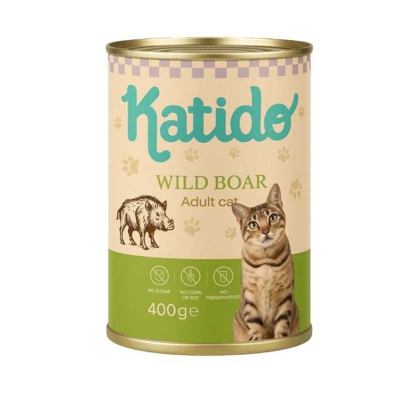 KATIDO Wild boar - wet cat food - 400g KATIDO Wild boar - wet cat food - 400g