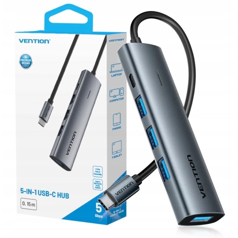 Hub 5v1 USB-C 3.0 Vention 0.15m