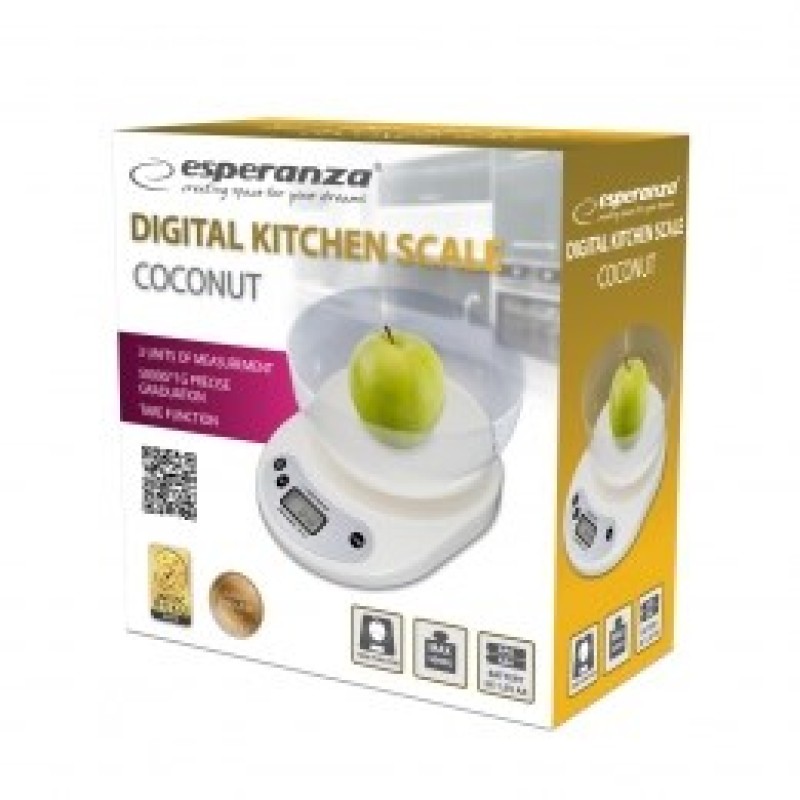 Esperanza EKS007 Kitchen scale with a bowl. White Electronic kitchen scale Esperanza EKS007 Kitchen scale with a bowl. White Electronic kitchen scale