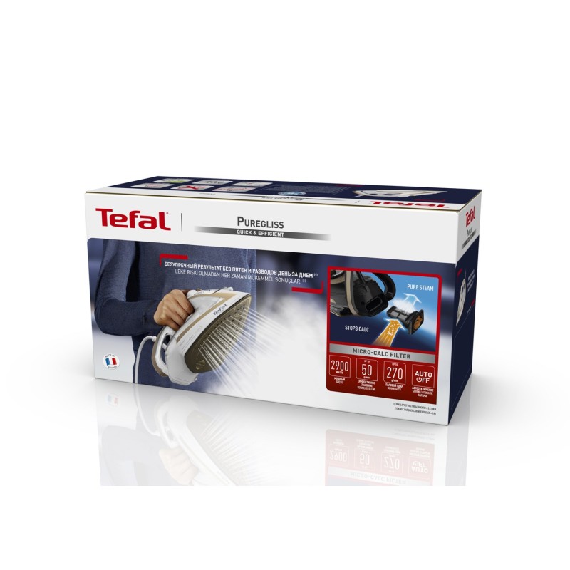 Tefal Puregliss FV8042 Dry & Steam iron Durilium AirGlide Autoclean soleplate 3000 W Bronze, White