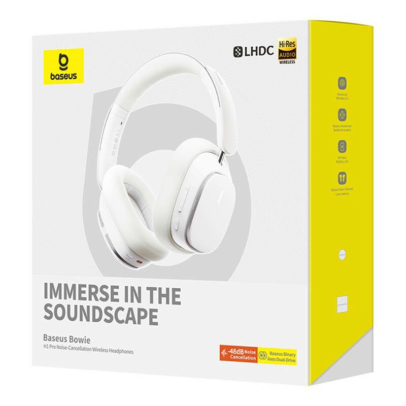 Baseus Bowie H1 Pro Headset Wireless Head-band Music USB Type-C Bluetooth White Baseus Bowie H1 Pro Headset Wireless Head-band Music USB Type-C Bluetooth White