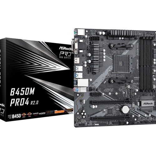 Asrock B450M Pro4 R2.0 AMD B450 Socket AM4 micro ATX Asrock B450M Pro4 R2.0 AMD B450 Socket AM4 micro ATX