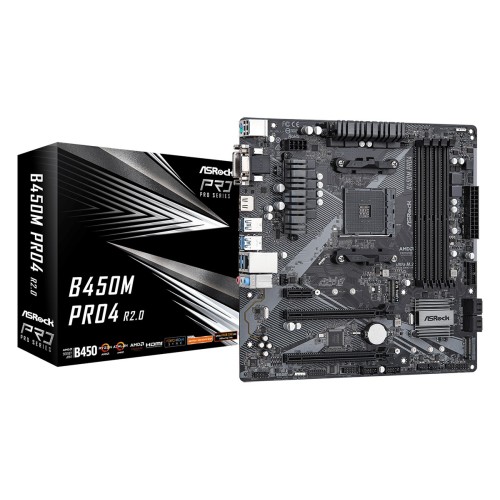Asrock B450M Pro4 R2.0 AMD B450 Socket AM4 micro ATX Asrock B450M Pro4 R2.0 AMD B450 Socket AM4 micro ATX