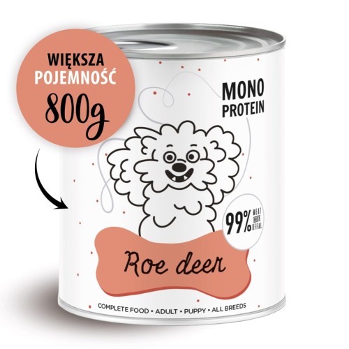 PAKA ZWIERZAKA Pepe Roe deer - wet dog food - 800g PAKA ZWIERZAKA Pepe Roe deer - wet dog food - 800g