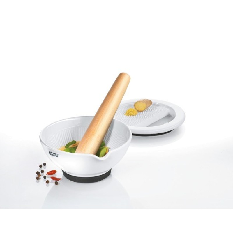 GEFU SURI Walnut, White Porcelain, Teak wood Mortar & pestle GEFU SURI Walnut, White Porcelain, Teak wood Mortar & pestle