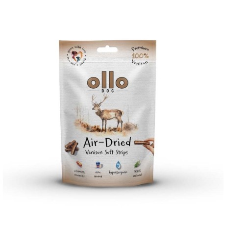 OLLO Air-Dried Venison strips - dog treat - 80g OLLO Air-Dried Venison strips - dog treat - 80g