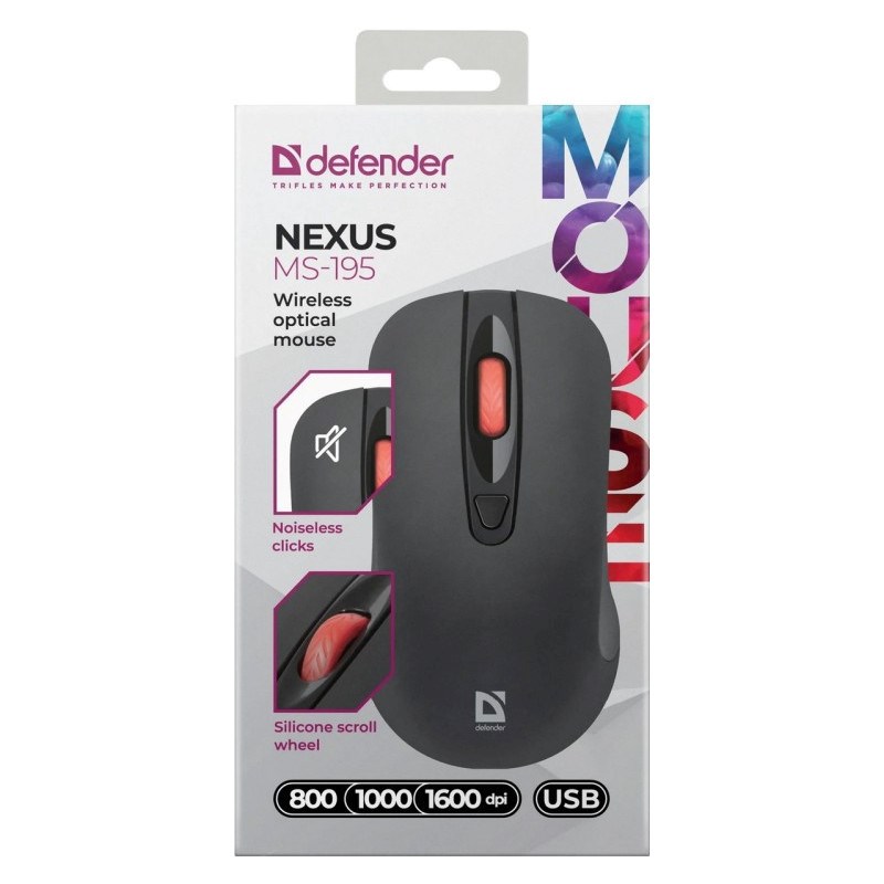 MOUSE DEFENDER NEXUS MS-195 RF SILENT BLACK MOUSE DEFENDER NEXUS MS-195 RF SILENT BLACK