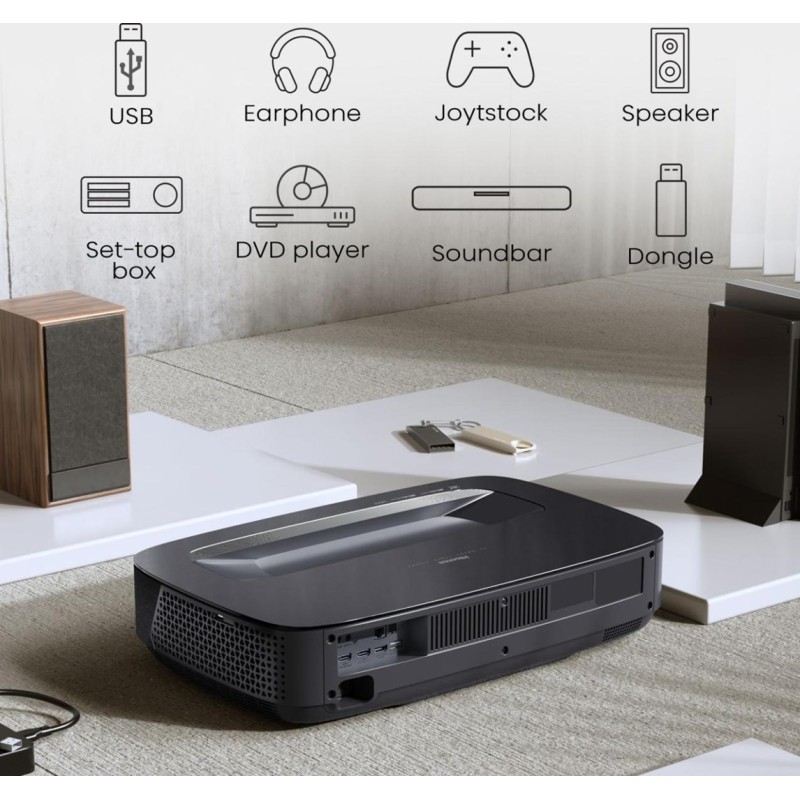 Hisense Laser TV PL2 Ultra short throw projector 2700 ANSI lumens DLP UHD 4K (3840x2160) 3D Black Hisense Laser TV PL2 Ultra short throw projector 2700 ANSI lumens DLP UHD 4K (3840x2160) 3D Black