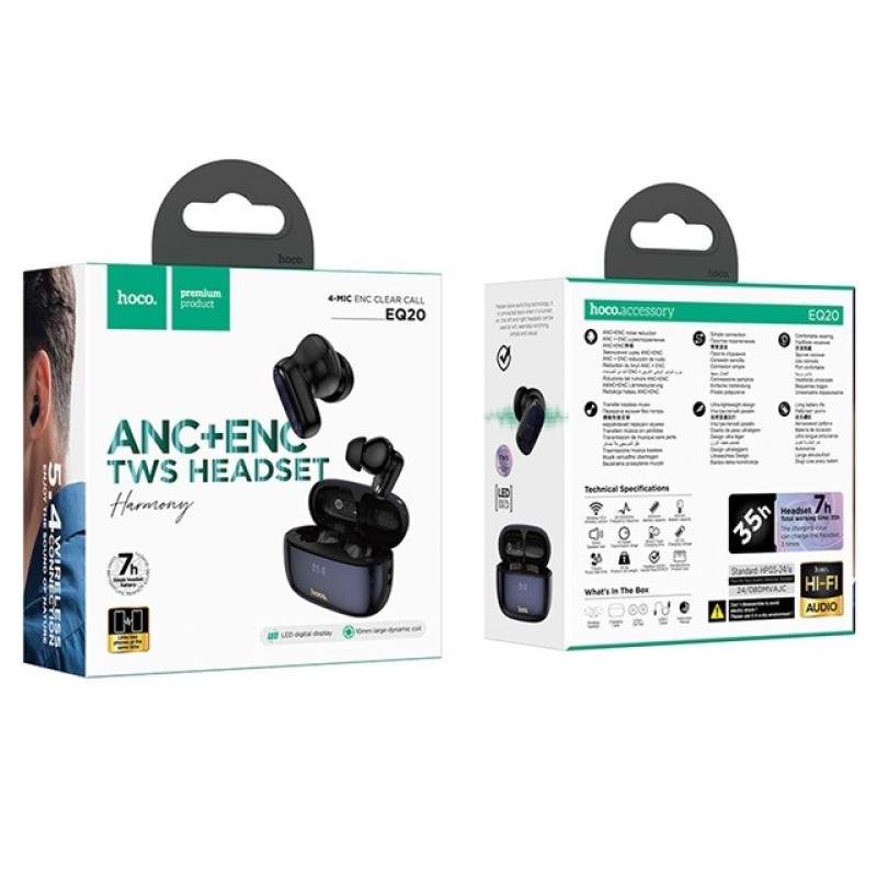 Hoco EQ20 Rhyme Headset Wireless In-Ear Calls/Music Bluetooth Black Hoco EQ20 Rhyme Headset Wireless In-Ear Calls/Music Bluetooth Black