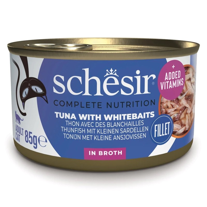 SCHESIR in cooking water Tuna with whitebait - wet cat food - 85 g SCHESIR in cooking water Tuna with whitebait - wet cat food - 85 g