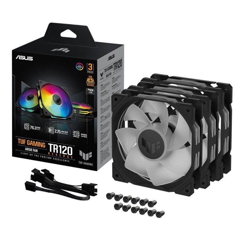 ASUS TUF Gaming TR120 ARGB Reverse Fan - Triple Pack Computer case 12 cm Black ASUS TUF Gaming TR120 ARGB Reverse Fan - Triple Pack Computer case 12 cm Black